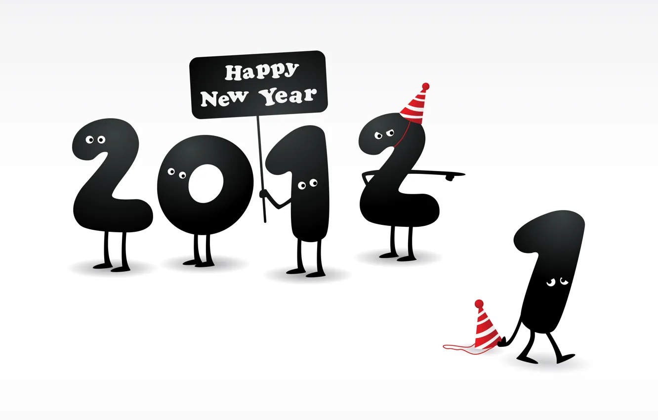 Фото обои глаза, новый год, цифры, ножки, 2012, число, happy new year, колпаки