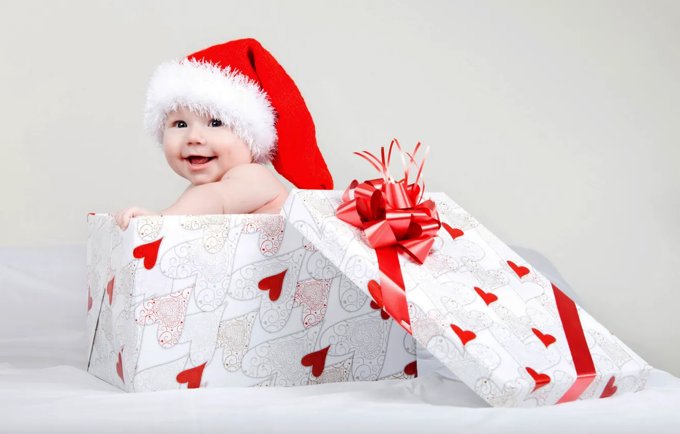 Фото обои ребенок, Christmas, шапочка, winter, младенец, child, baby