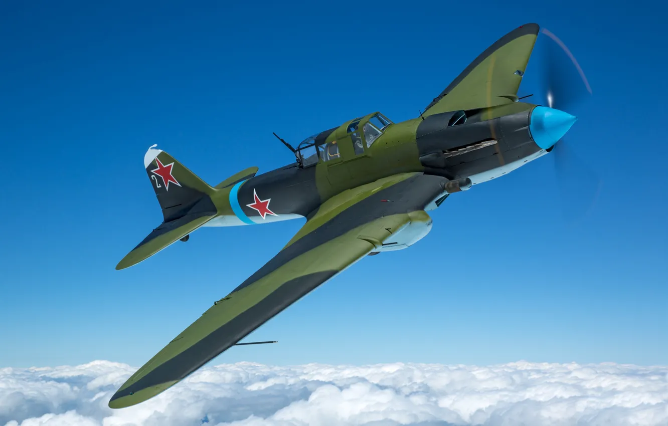 Фото обои Самолет, Вторая Мировая Война, Ил-2, Штурмовик, Ил-2M3, ВВС РККА