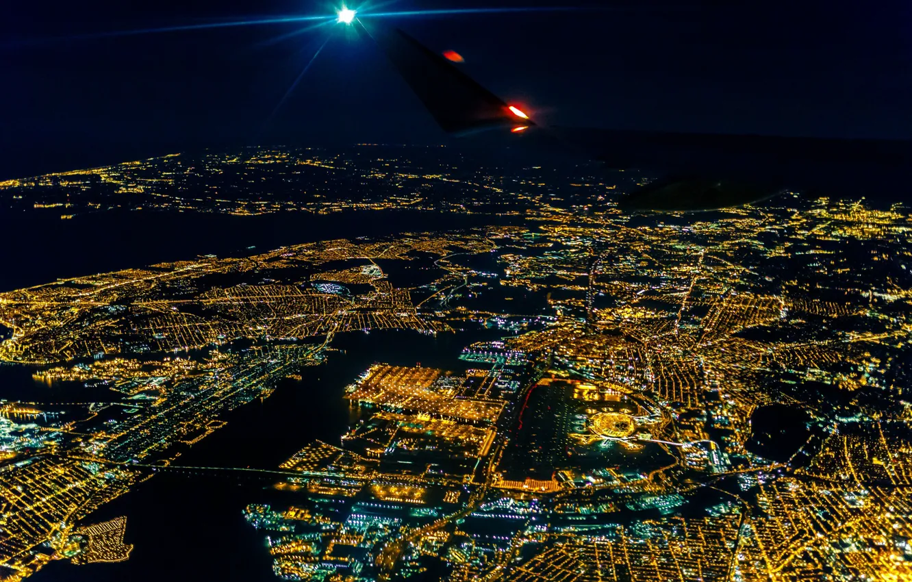 Фото обои Нью-Йорк, New York, вид с самолета