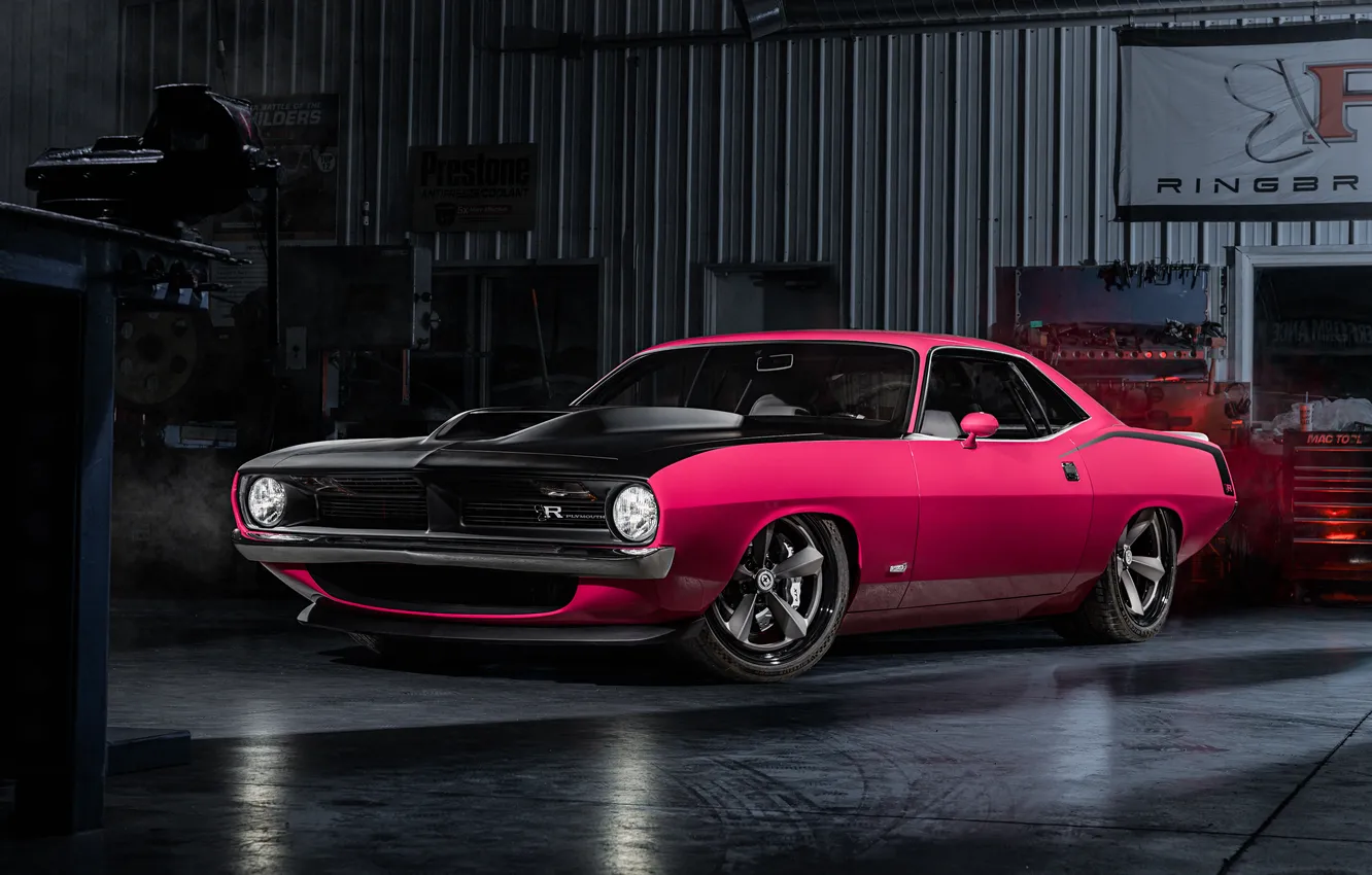 Фото обои Pink, Plymouth, SEMA, Garage, Infected, Ringbrothers, Plymouth Cuda, SEMA 2024