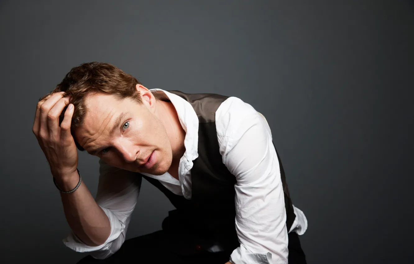 Фото обои взгляд, лицо, мужчина, рубашка, Бенедикт Камбербэтч, Benedict Cumberbatch