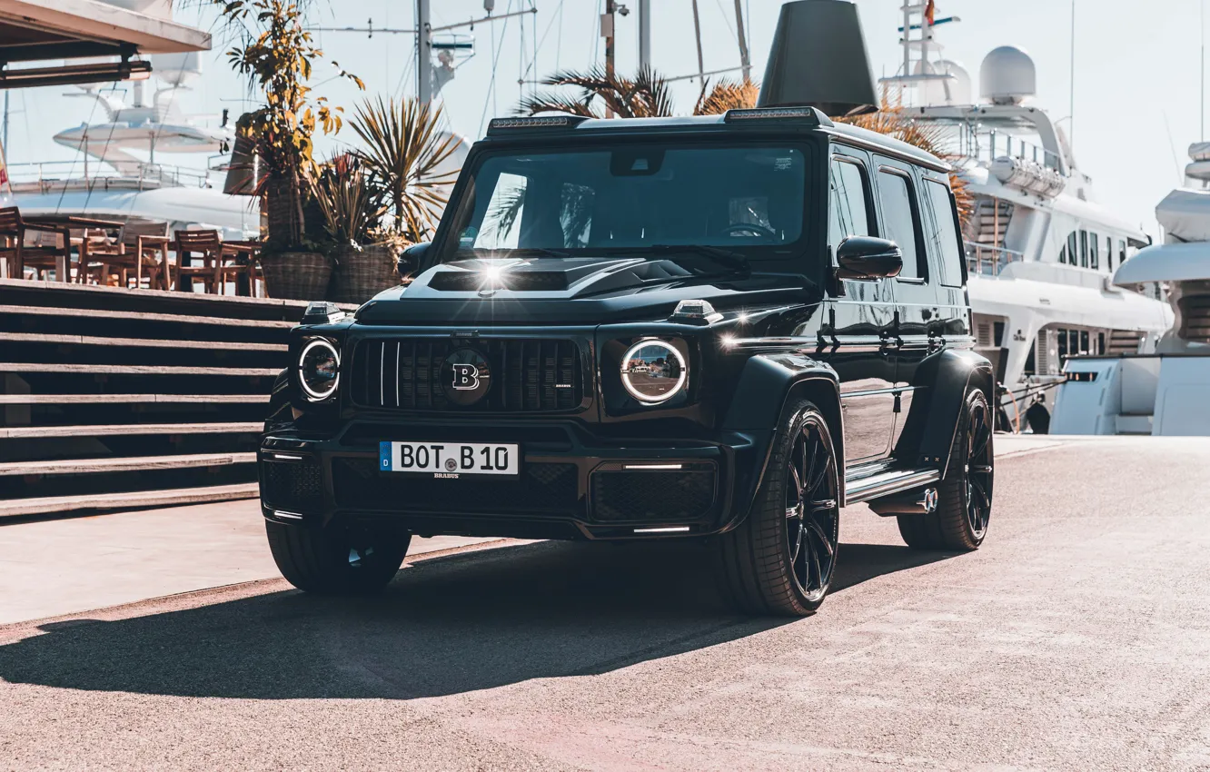 Фото обои Mercedes, Brabus, Front, Black, Mercedes - Benz, Yacht, 2022, 463