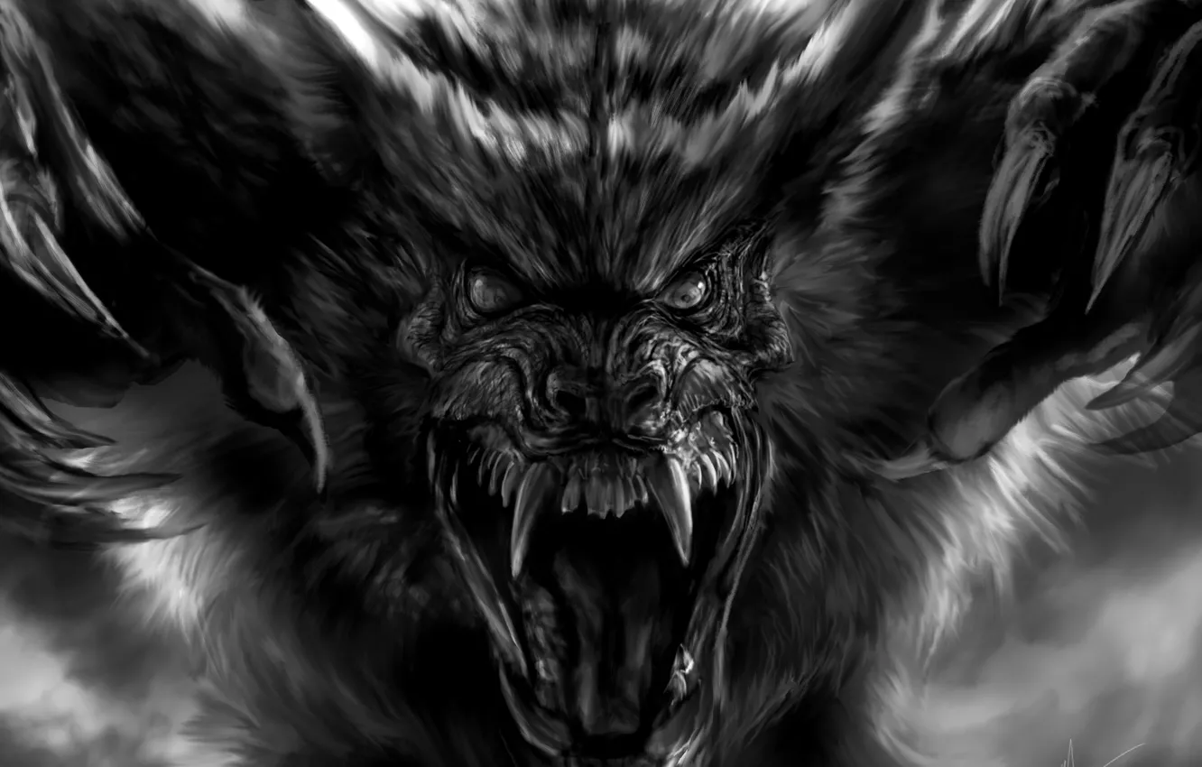 Фото обои монстр, пасть, клыки, оборотень