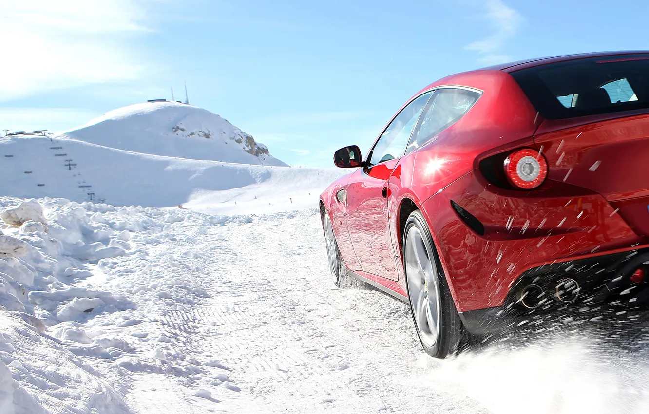 Фото обои зима, дорога, car, машина, небо, снег, road, sky