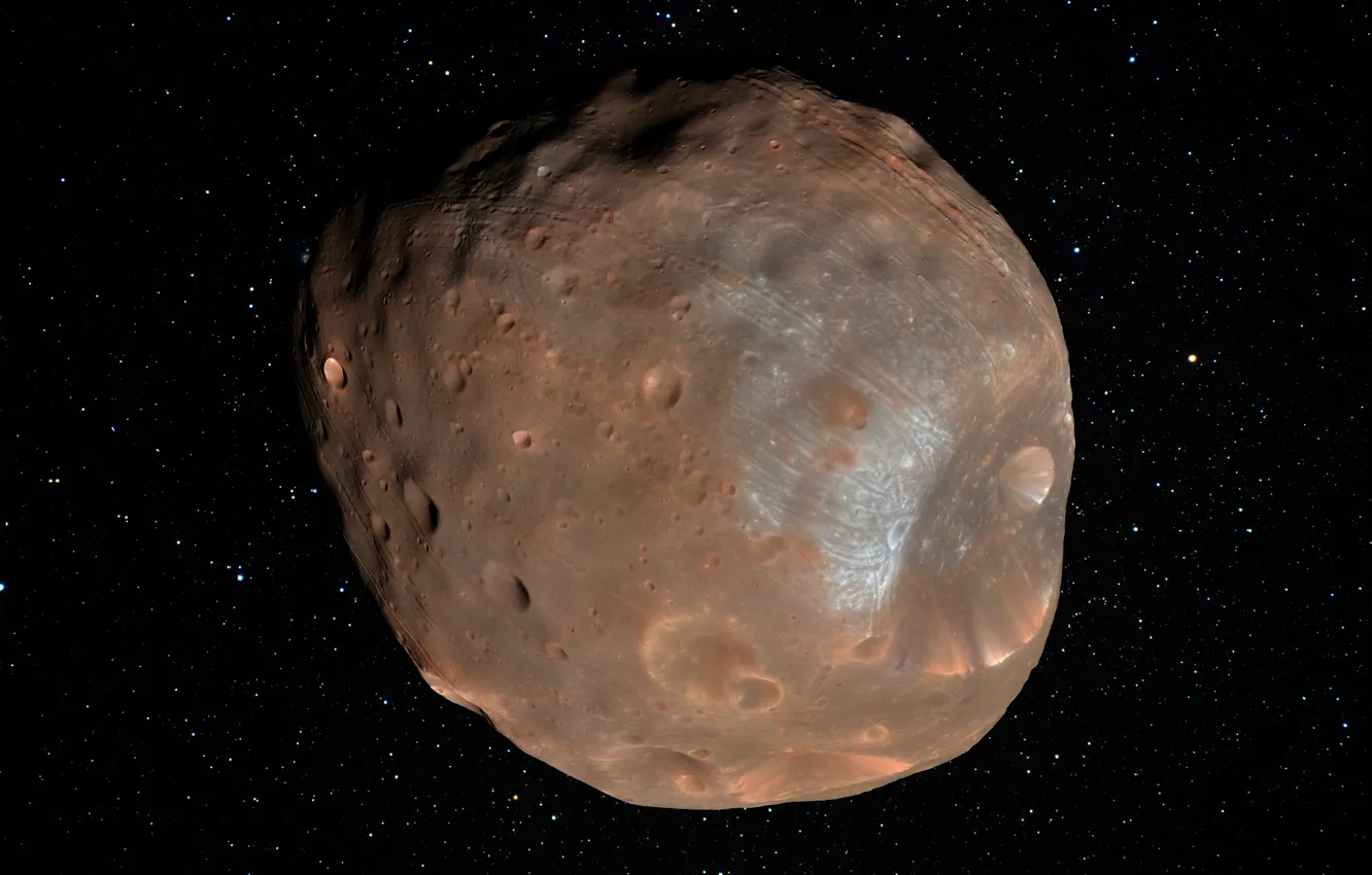 Фото обои звезды, спутник, кратеры, Фобос, Phobos