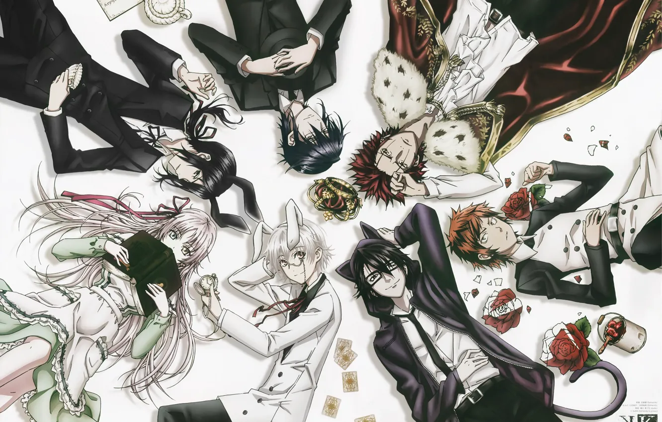 Фото обои Alice in Wonderland, King, K Project, Munakata Reisi, Suoh Mikoto, Yata Misaki, Fushimi Saruhiko, Yatogami …