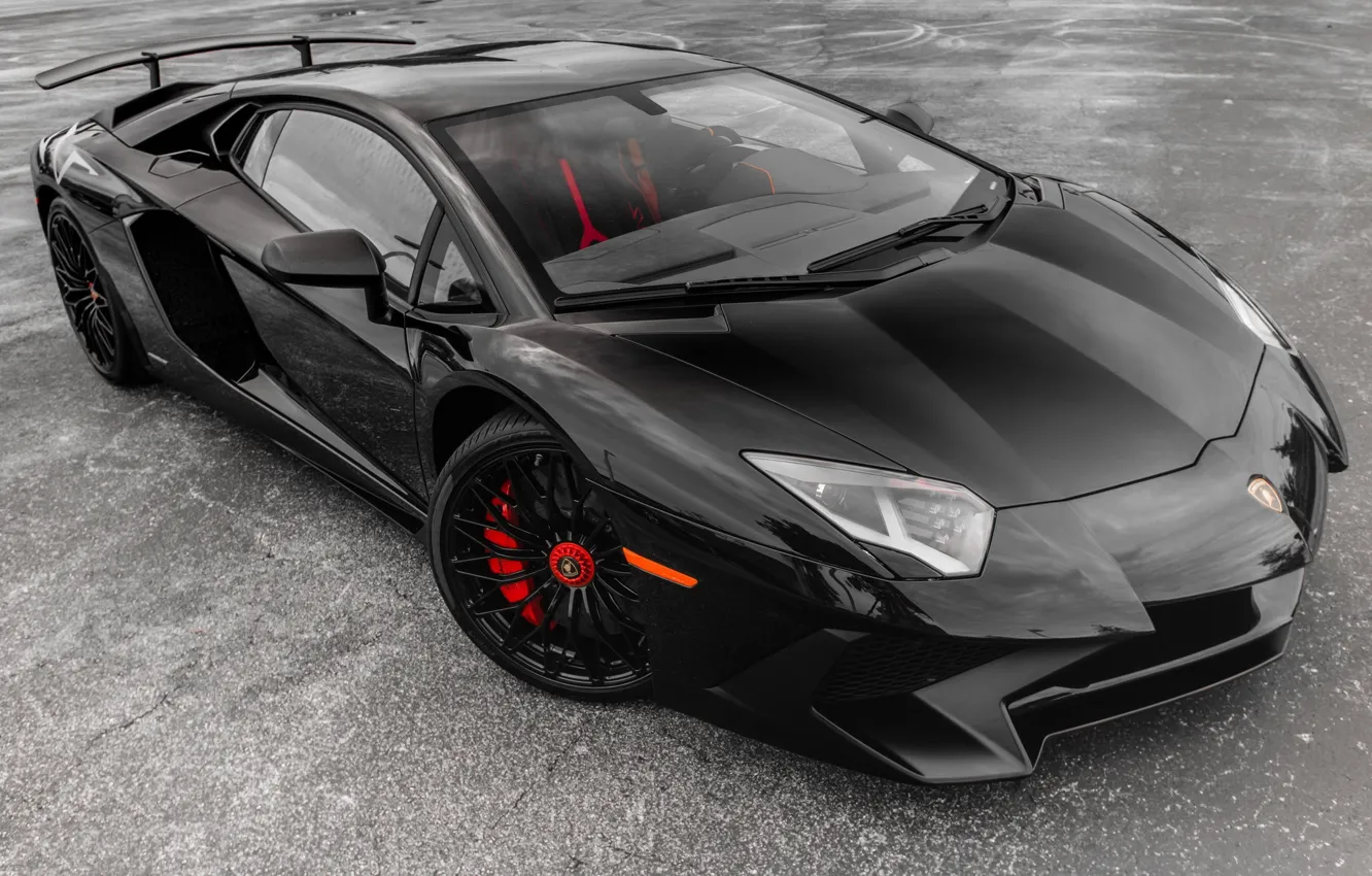 Фото обои Lamborghini, Black, Aventador, LP-750