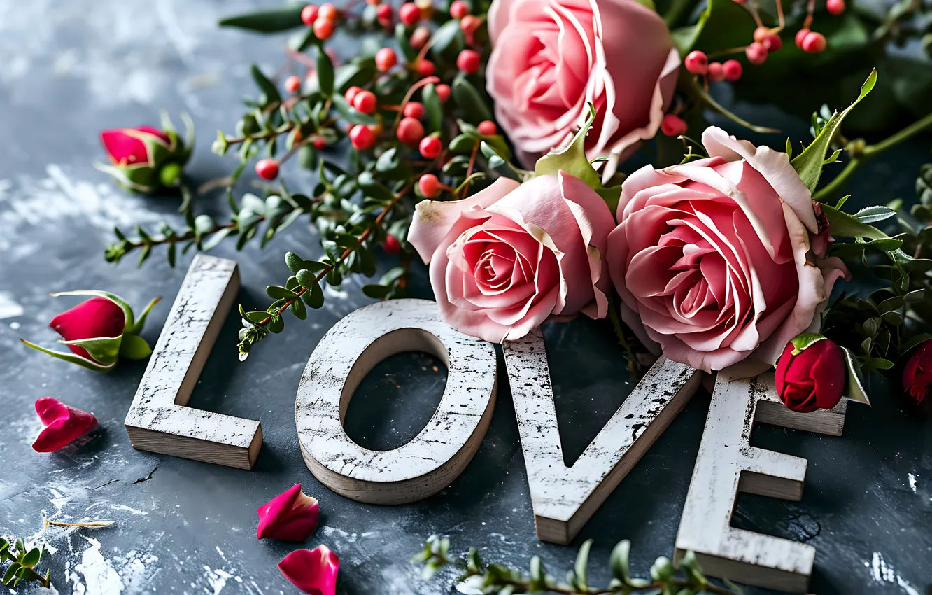 Фото обои любовь, цветы, романтика, сердце, розы, love, happy, День святого Валентина