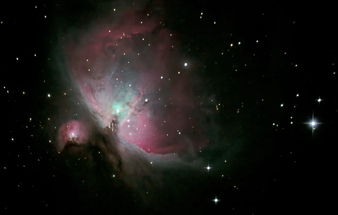 Фото обои M42, находится, Ориона, Туманность Ориона, ниже, Пояса