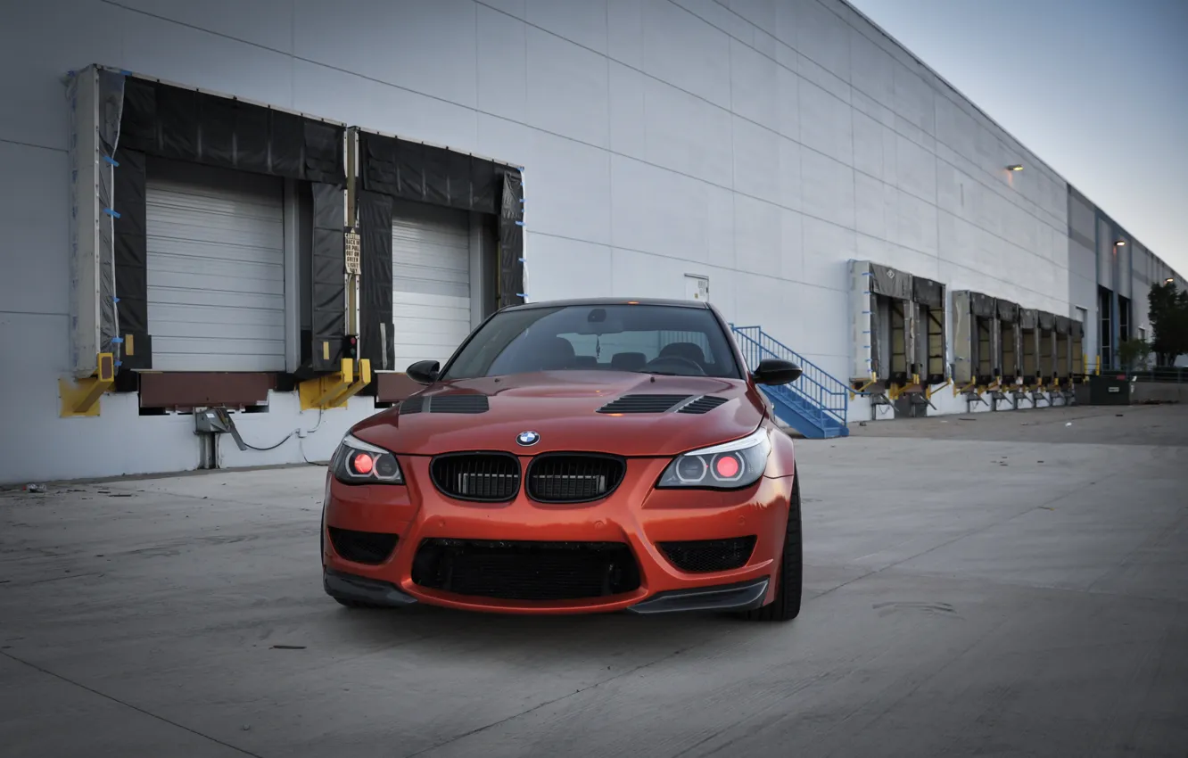 Фото обои BMW, E60, M5, Fire orange