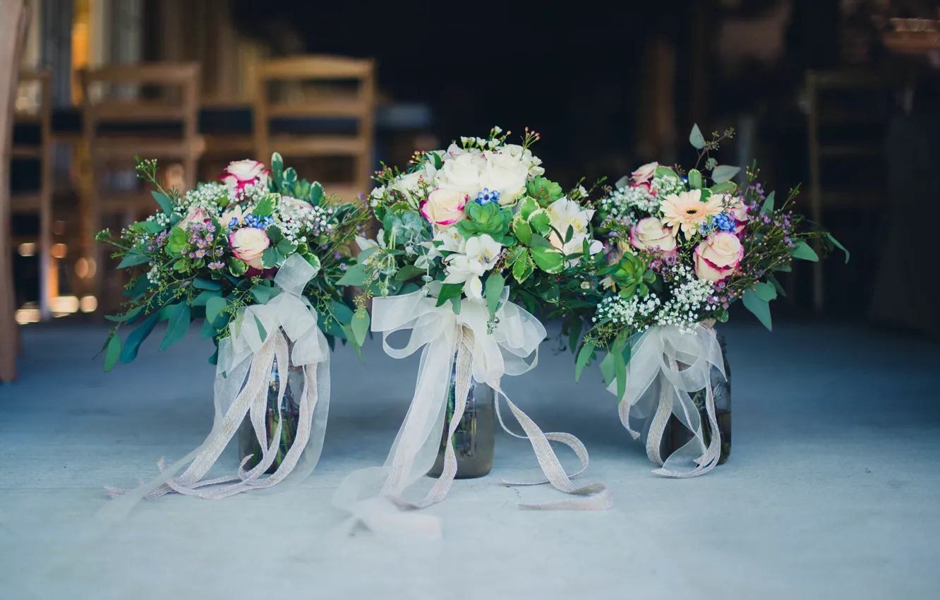 Фото обои цветы, свадебные, букеты