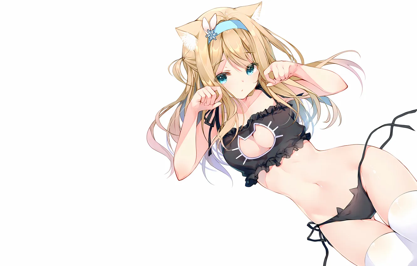 Фото обои girl, sexy, lingerie, pantsu, bra, cleavage, panties, thighhighs