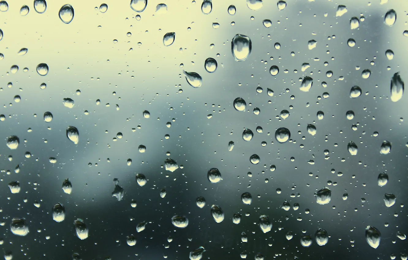 Фото обои стекло, капли, пасмурно, окно, Дождь