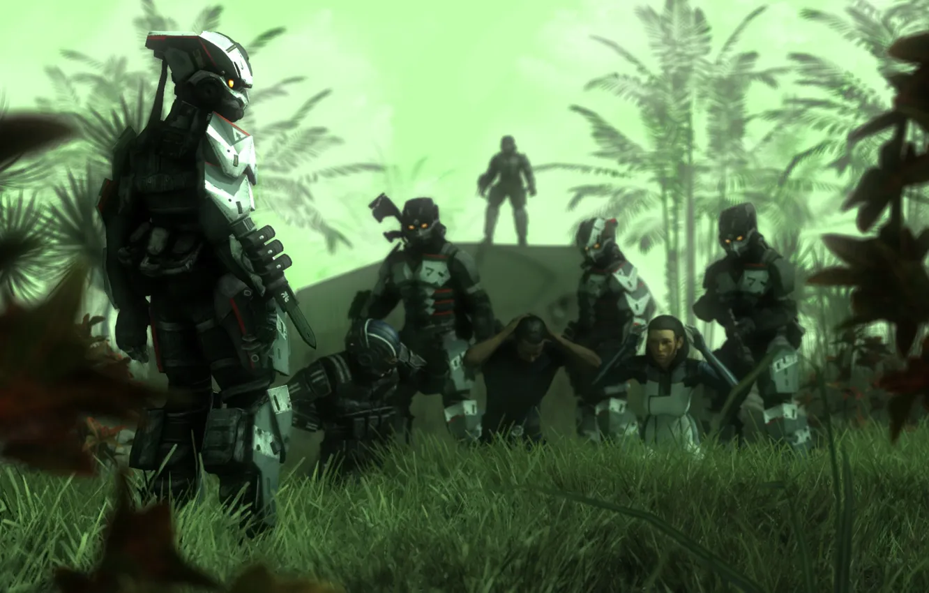 Фото обои джунгли, броня, Killzone, шлемы, fan art, edi, Dr. Eva, helghast