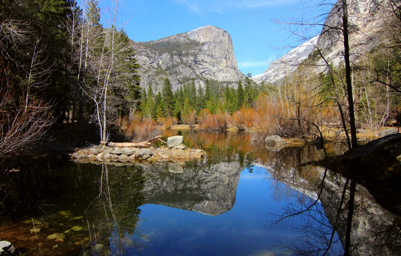 Фото обои Калифорния, США, Yosemite National Park, Mirror Lake, Mariposa County