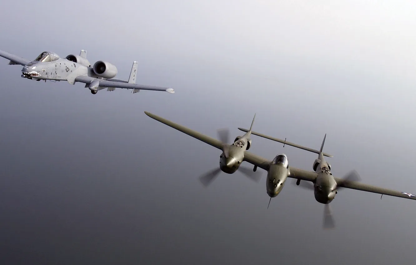 Фото обои полет, истребитель, штурмовик, Lightning, A-10, P-38, Thunderbolt II