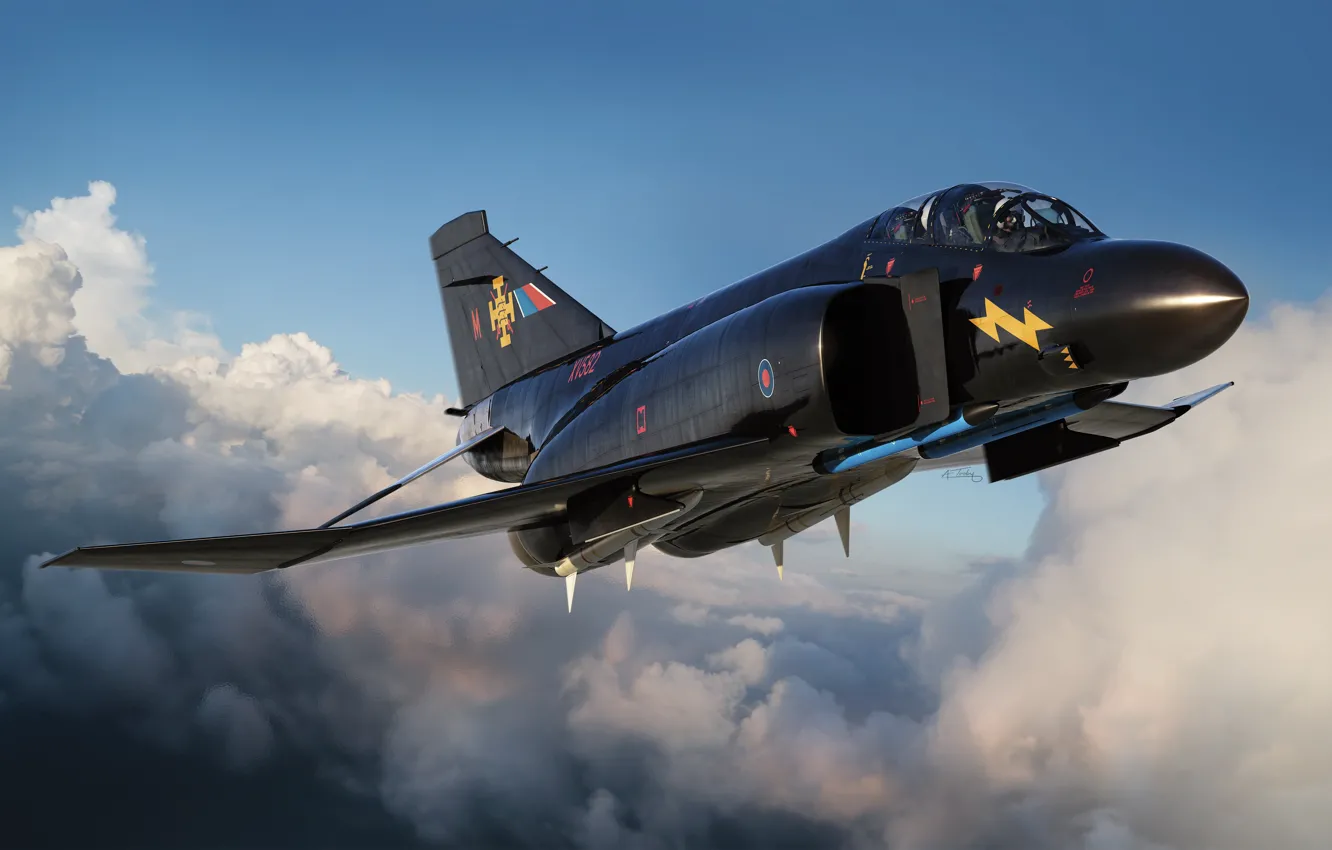 Фото обои Великобритания, многоцелевой истребитель, McDonnell Douglas, Raf, Adam Tooby, Phantom FG.Mk.1