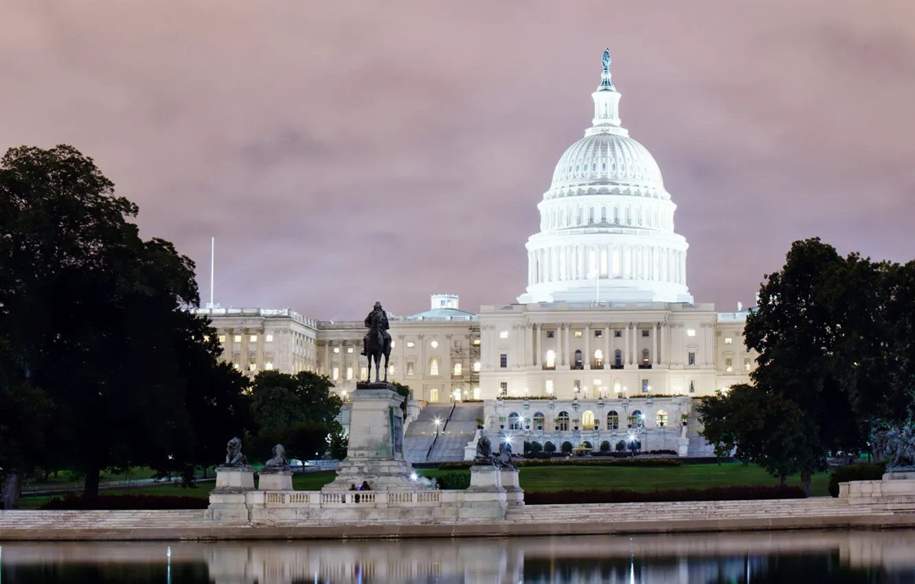 Фото обои ночь, город, огни, Вашингтон