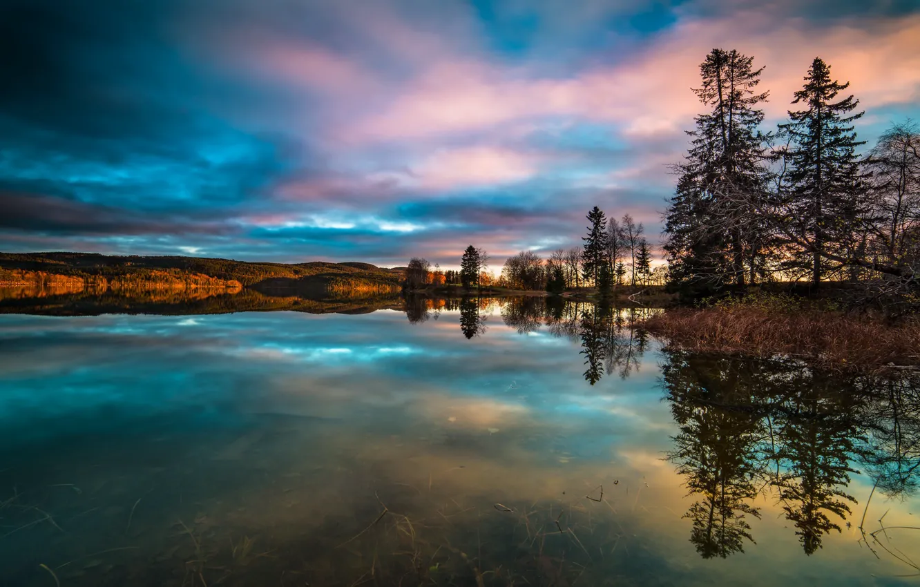 Фото обои озеро, вечер, Норвегия