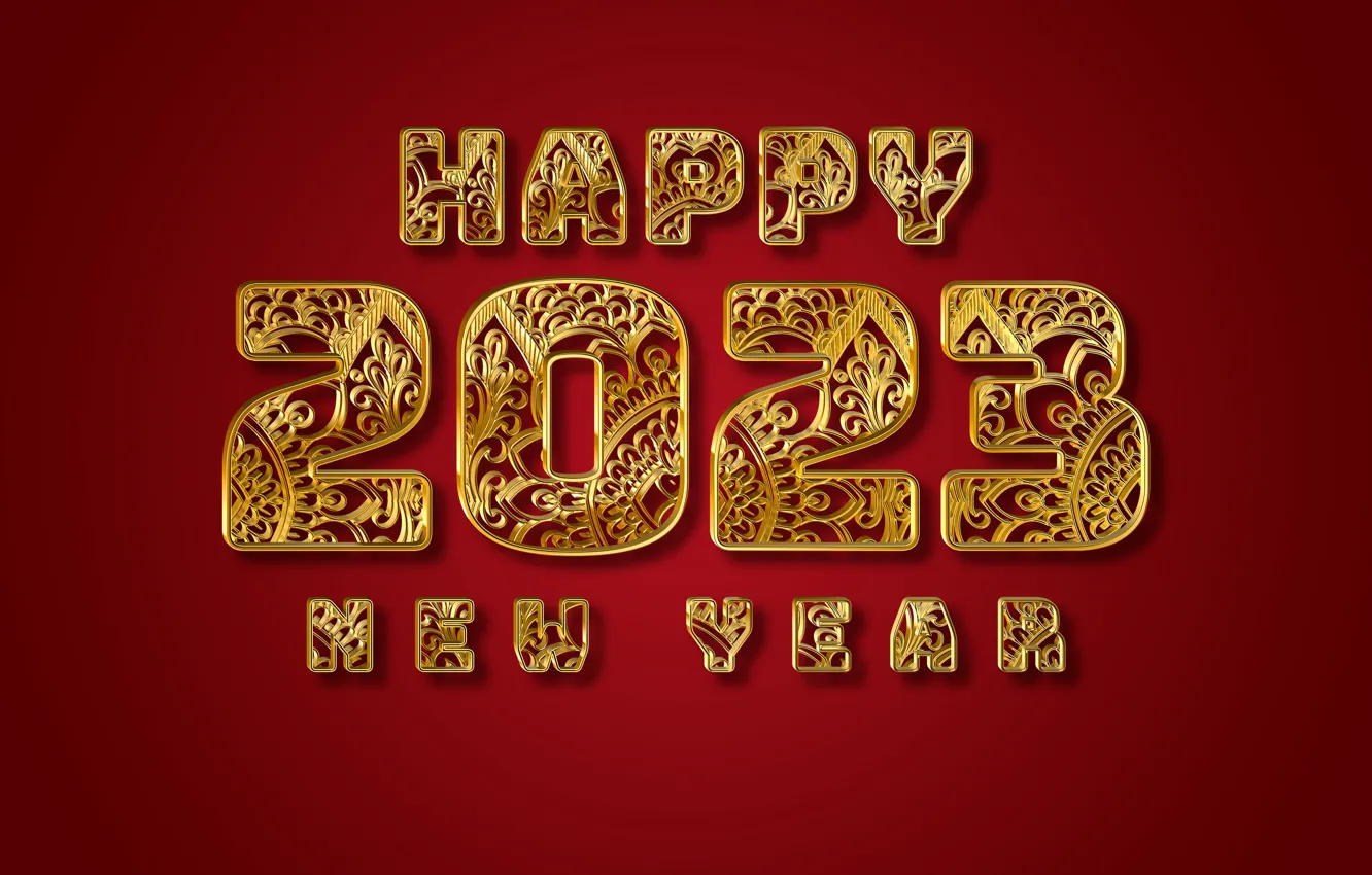 Фото обои золото, Новый Год, цифры, golden, happy, New Year, glitter, design by Marika