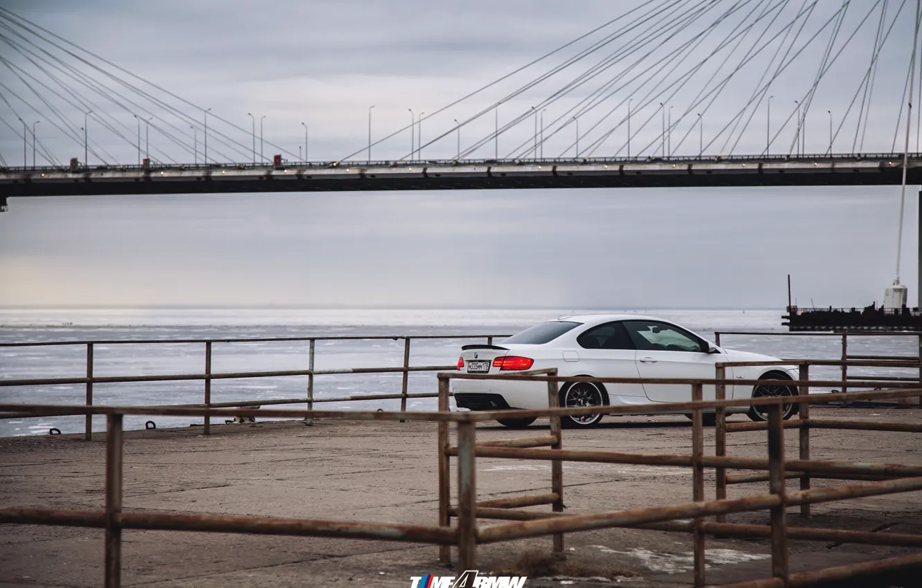 Фото обои car, машина, авто, мост, city, туман, гонка, bmw
