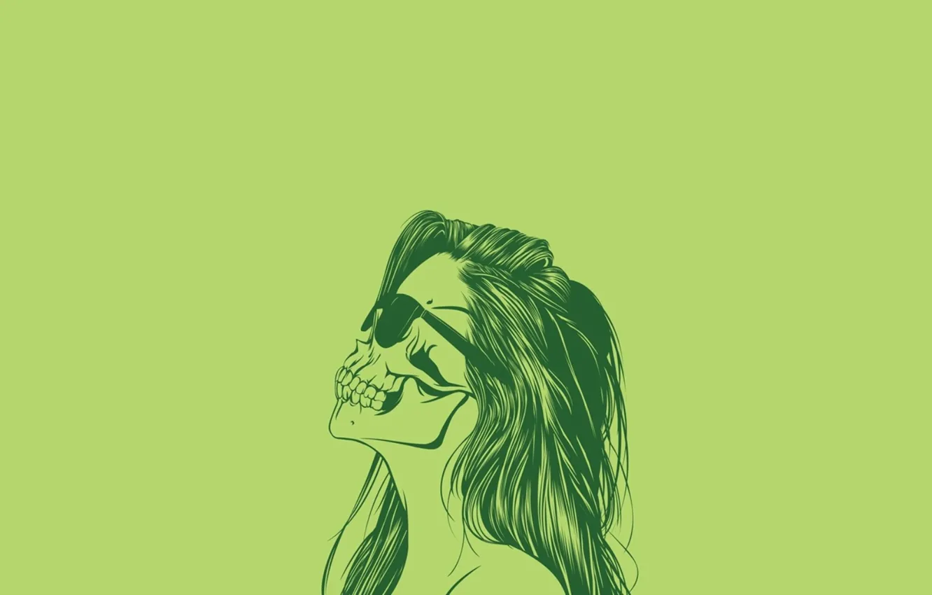 Фото обои skull, woman, glasses, silhouette