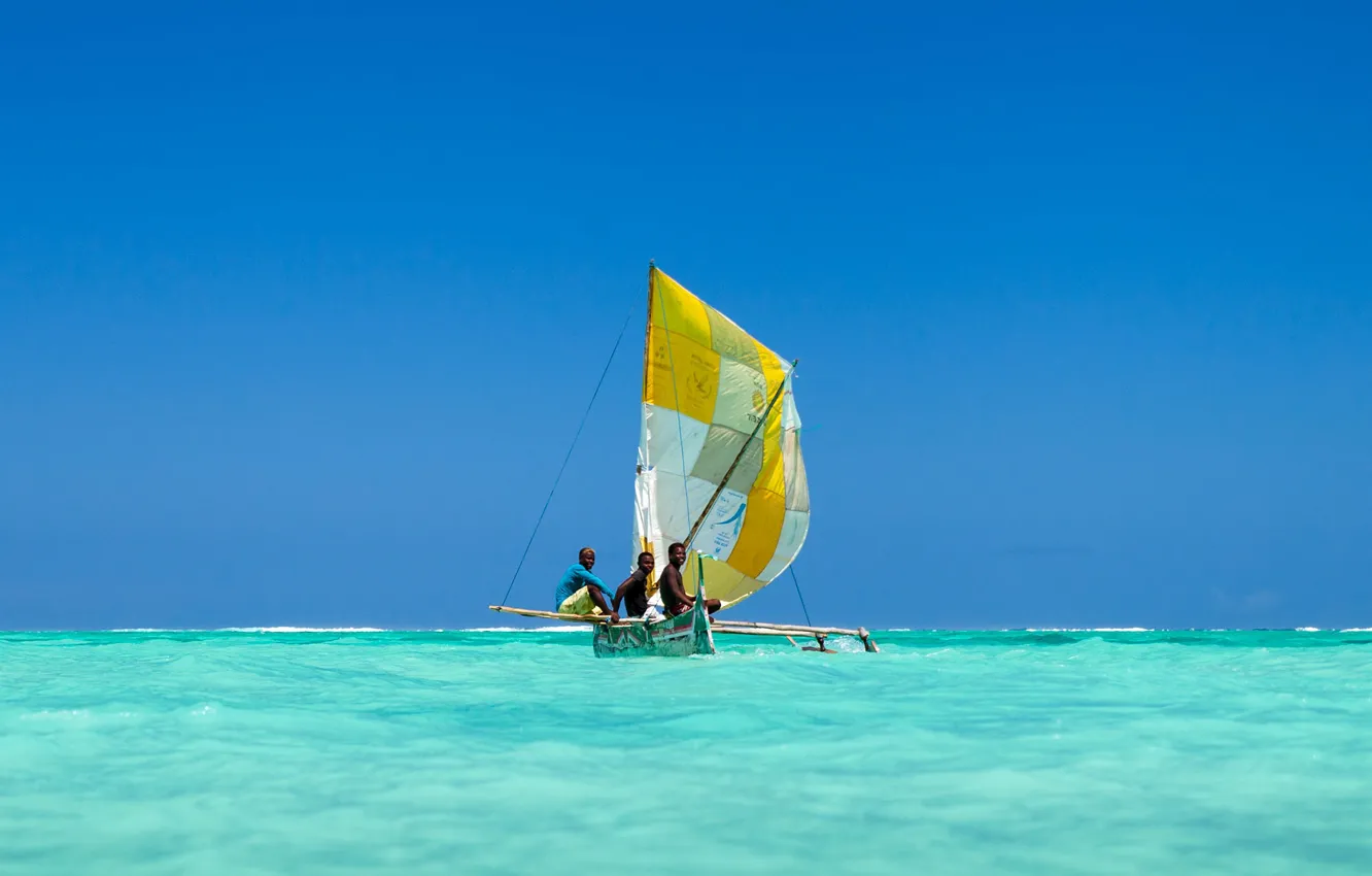 Фото обои лодка, рыбаки, Мадагаскар, Madagascar, sail, fishers