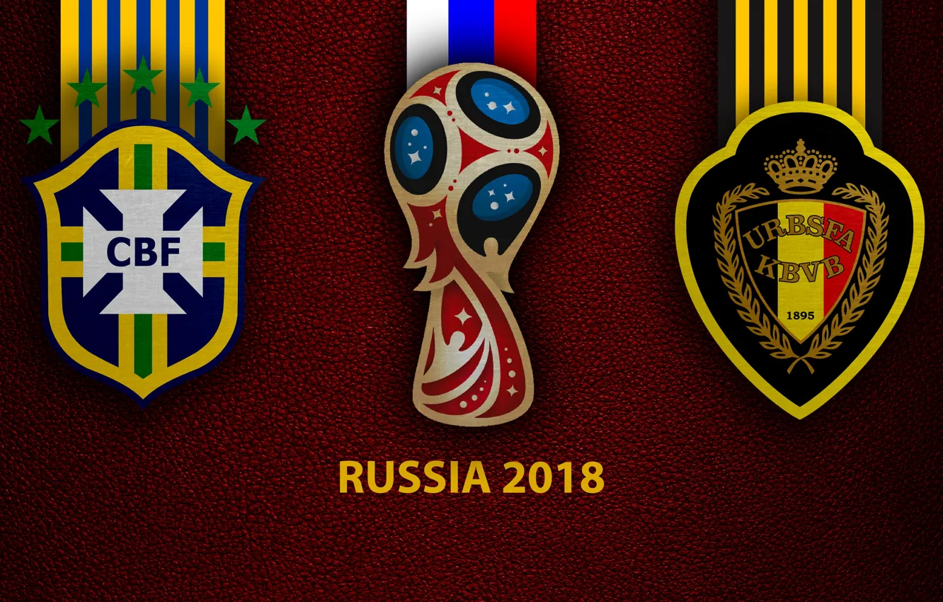 Фото обои wallpaper, sport, logo, football, FIFA World Cup, Russia 2018, Brazil vs Belgium