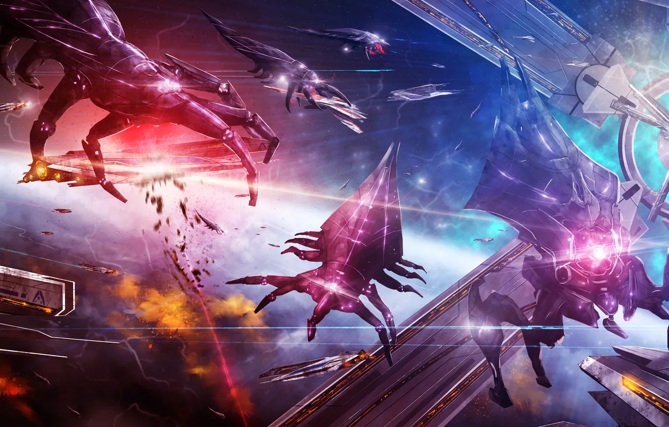Фото обои космос, война, корабли, citadel, mass effect 3, Destiny Ascension, catalyst, ripers