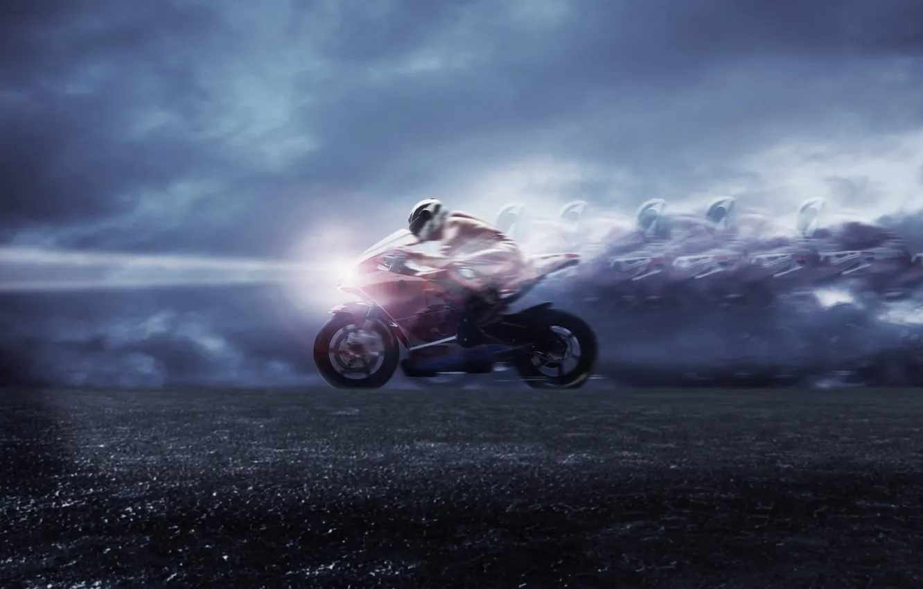 Фото обои свет, скорость, мотоцикл, speed