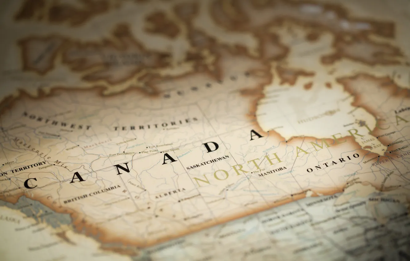 Фото обои Canada, paper, antique map