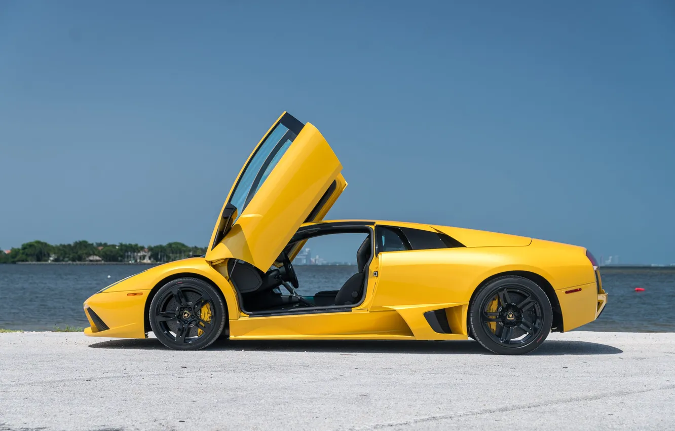 Фото обои Lamborghini, supercar, yellow, Lamborghini Murcielago, Murcielago, lambo door