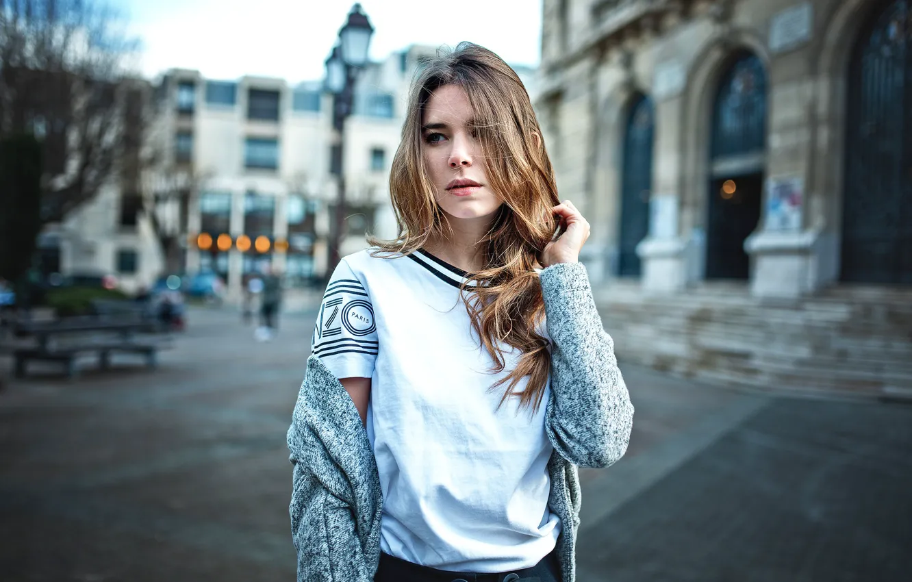 Фото обои взгляд, город, Париж, губки, Natalia Ostrofsky