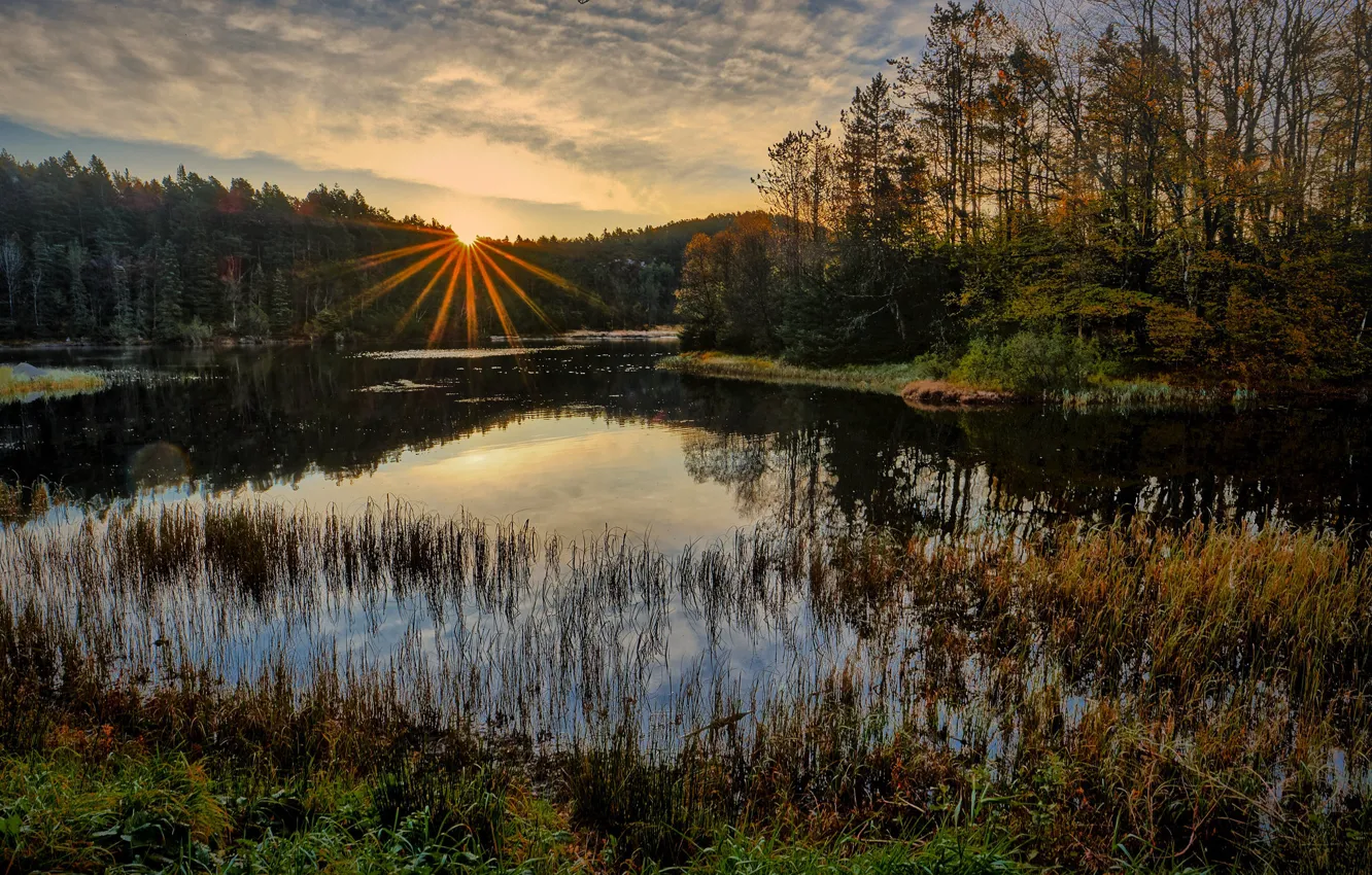 Фото обои осень, озеро, октябрь, Норвегия