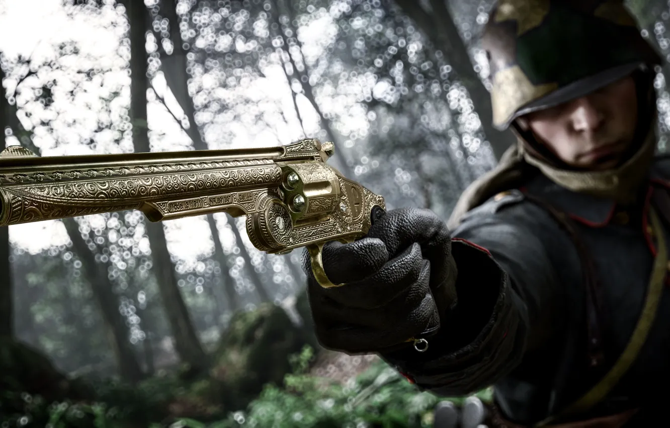 Фото обои пистолет, война, солдат, ствол, Electronic Arts, Battlefield 1