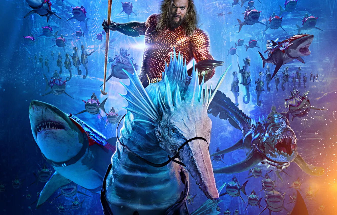 Фото обои США, Фэнтези, Подводный мир, Боевик, Jason Momoa, Джейсон Момоа, Warner Bros., Акулы