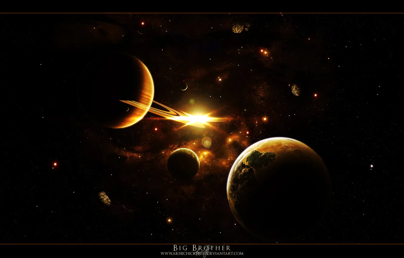 Фото обои космос, вселенная, планеты, спутники