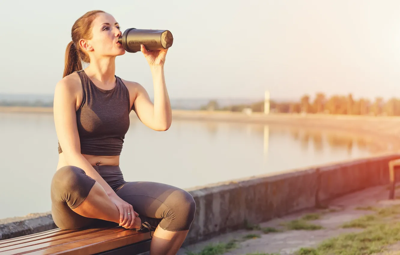 Фото обои water, female, fitness