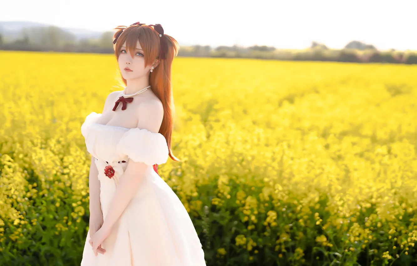 Фото обои Neon Genesis Evangelion, Asian, Asuka Langley Soryu, model, women, redhead, cosplay, anime girls
