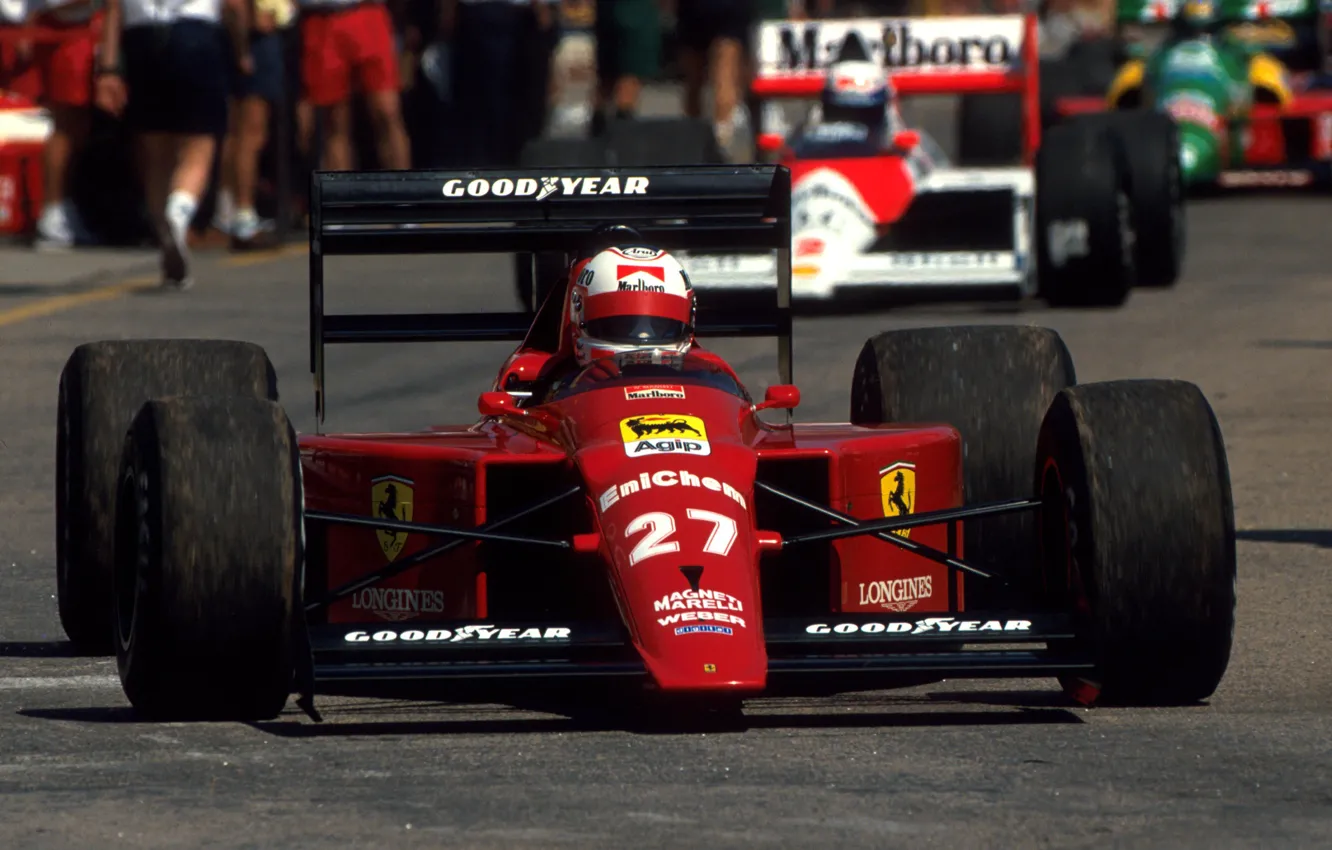 Фото обои легенда, Formula 1, чемпион мира, Ferrari 640, Nigel Mansell, Scuderia Ferrari Marlboro, Brazilian Grand Prix, …