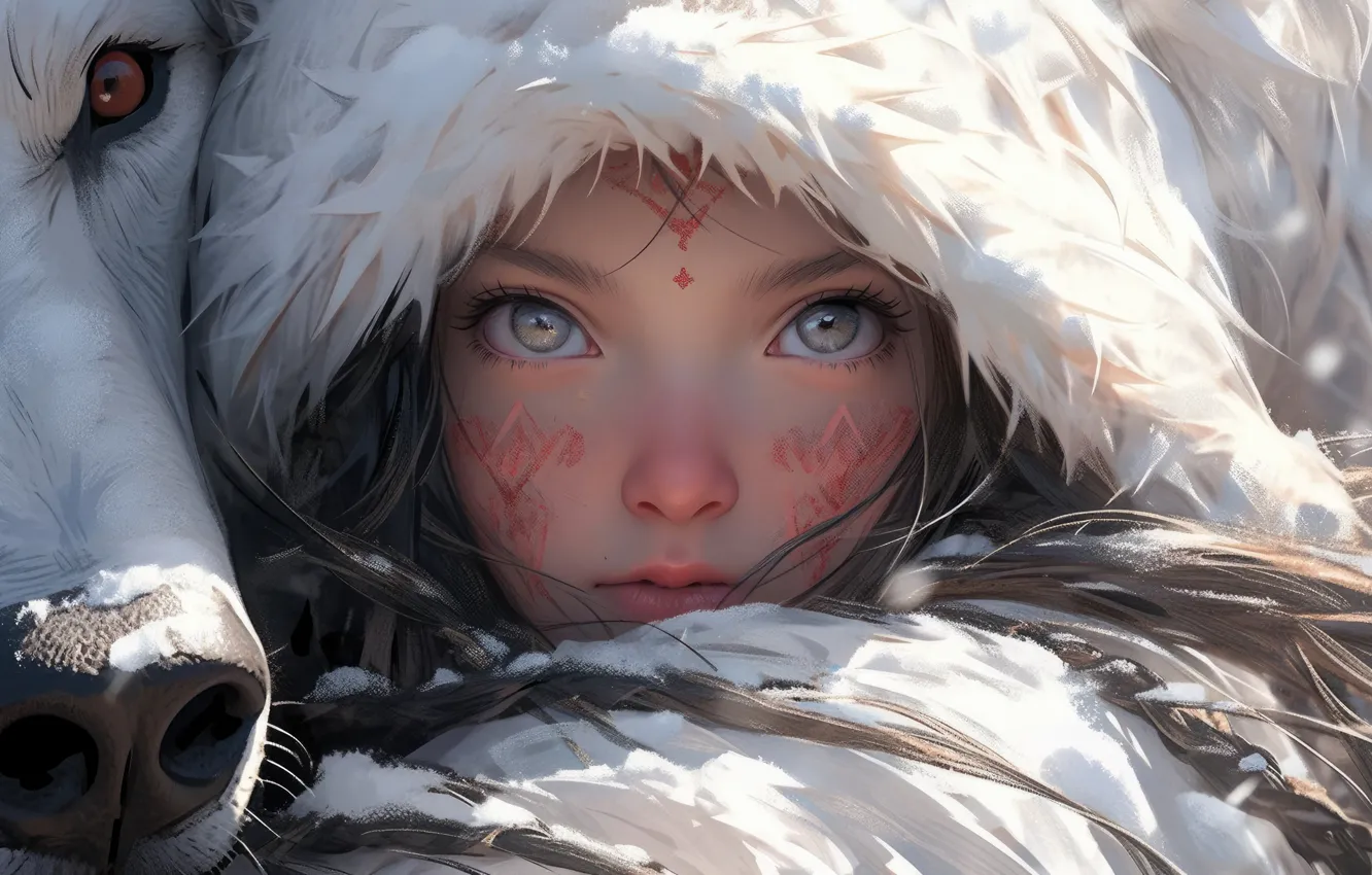 Фото обои крупный план, друзья, close-up, digital art, friends, вдвоем, цифровое искусство, face painting
