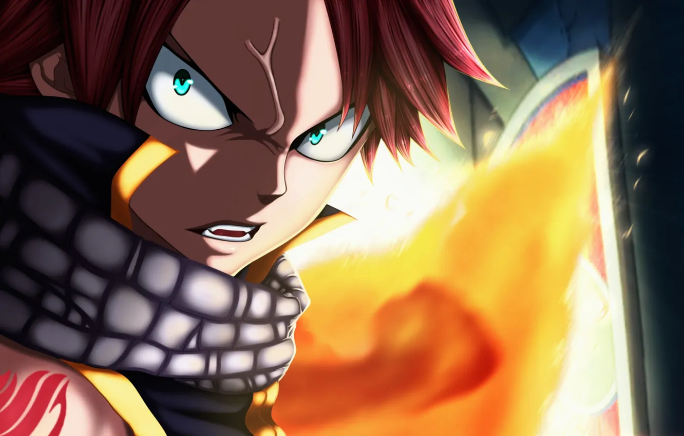 Фото обои пламя, арт, ярость, Аниме, Fairy Tail, Нацу, Сказка о хвосте фей