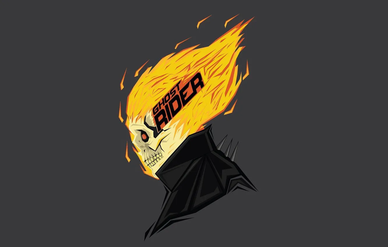 Фото обои fire, skull, ghost rider, spirit of vengeance, Marvel comic, Bosslogic