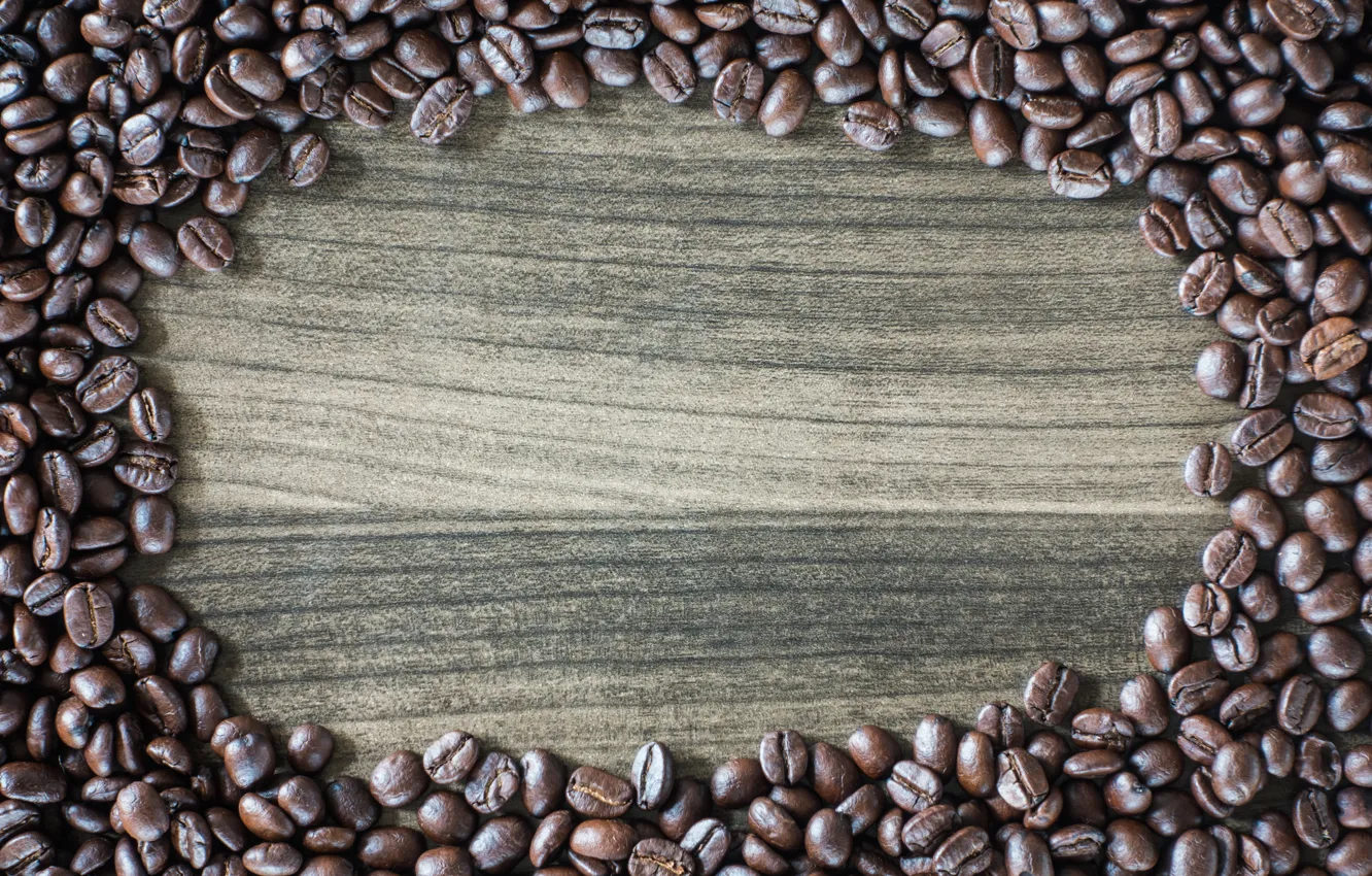 Фото обои кофе, зерна, текстура, деревянный фон