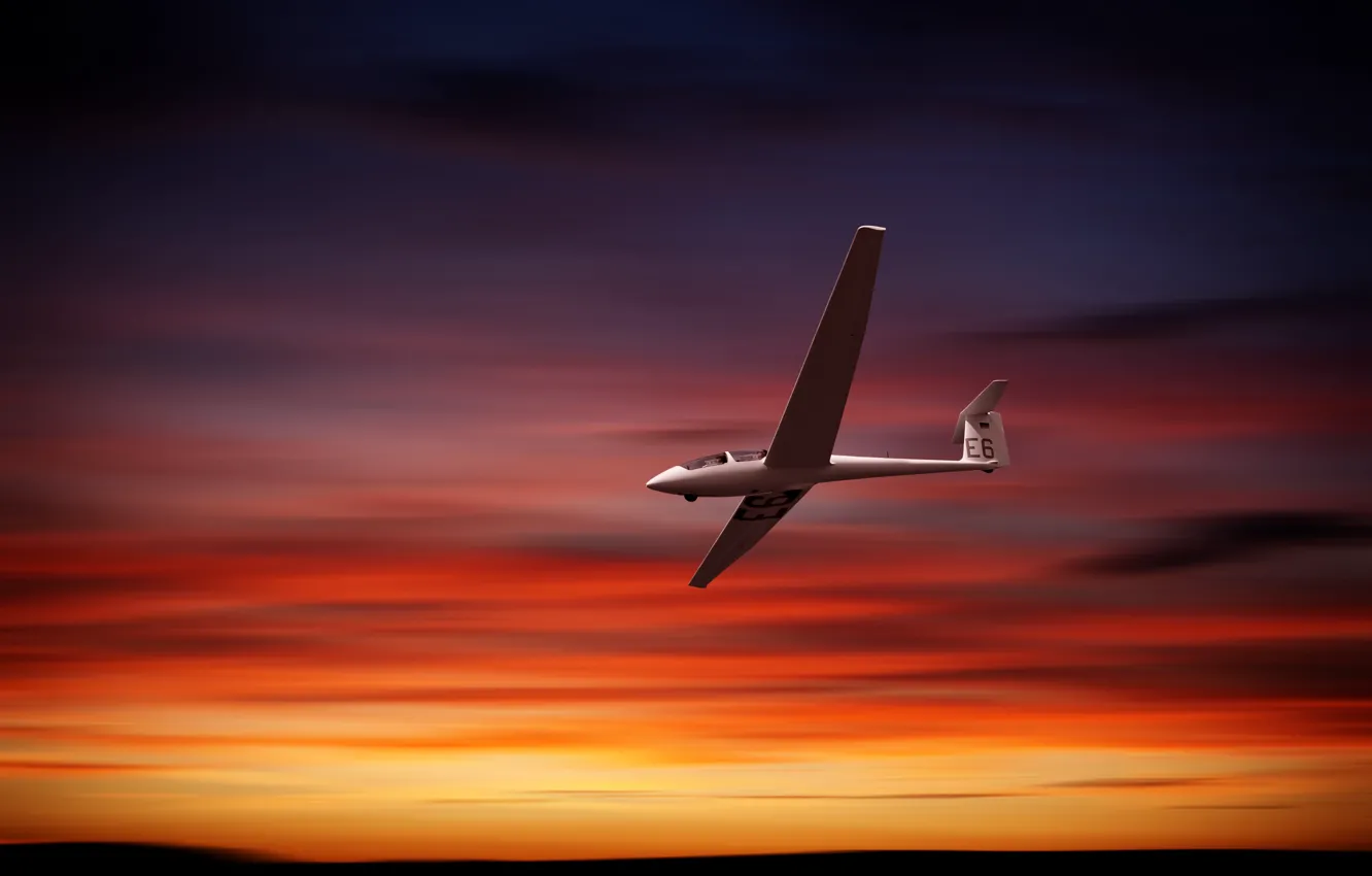 Фото обои небо, облака, полет, закат, экстрим, sky, sunset, flight