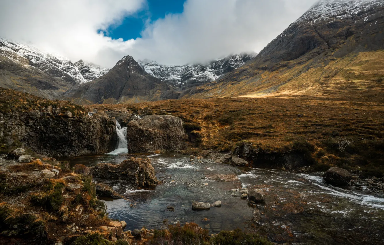 Фото обои горы, камни, Шотландия, речка, Scotland, Fairy Pools