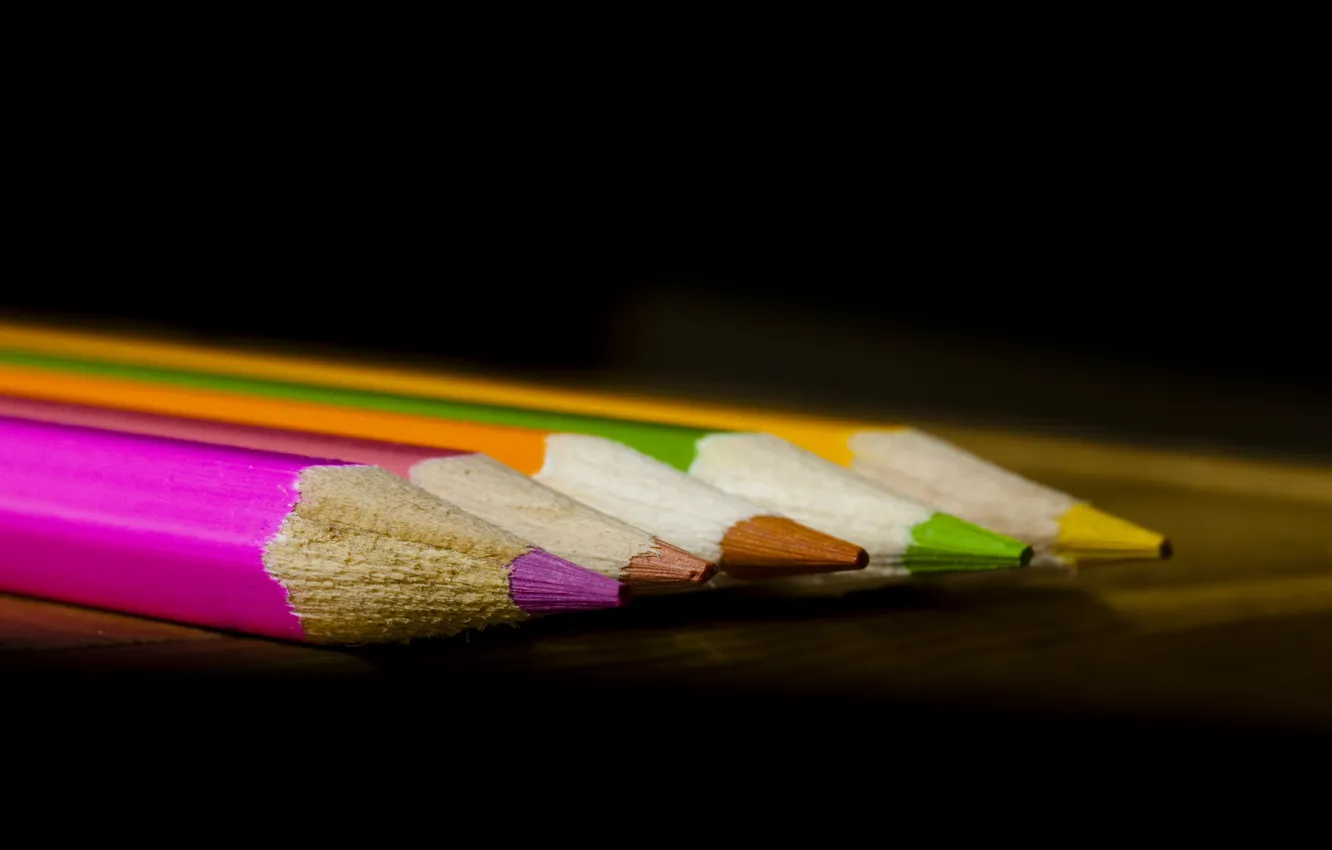 Фото обои макро, цвет, карандаши