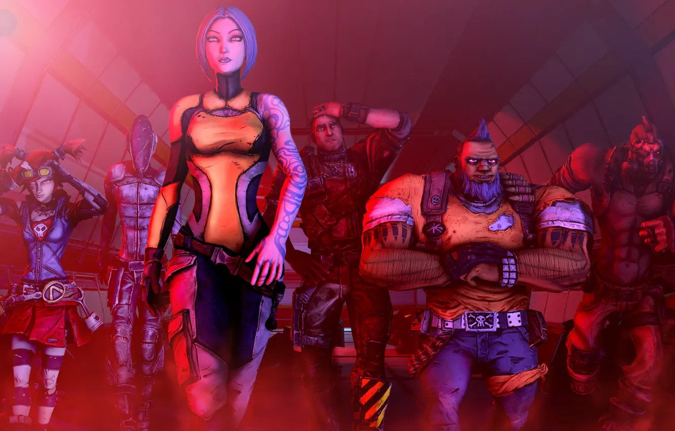 Фото обои Maya, Borderlands 2, Zer0, Salvador, Axton, Gaige, Krieg