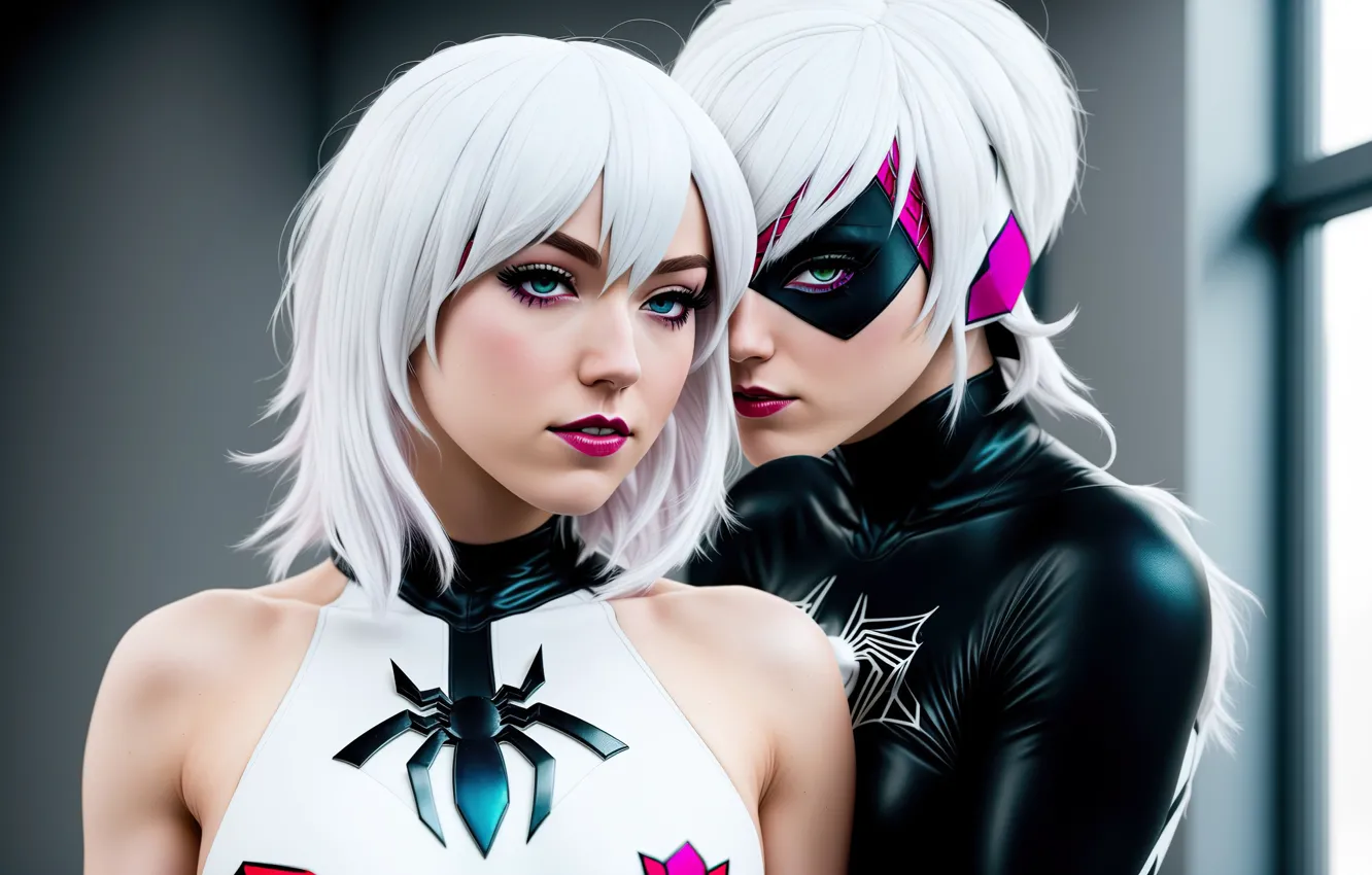 Фото обои girl, art, cosplay, digital art, spider gwen, stable diffusion, neuronet, Ai art